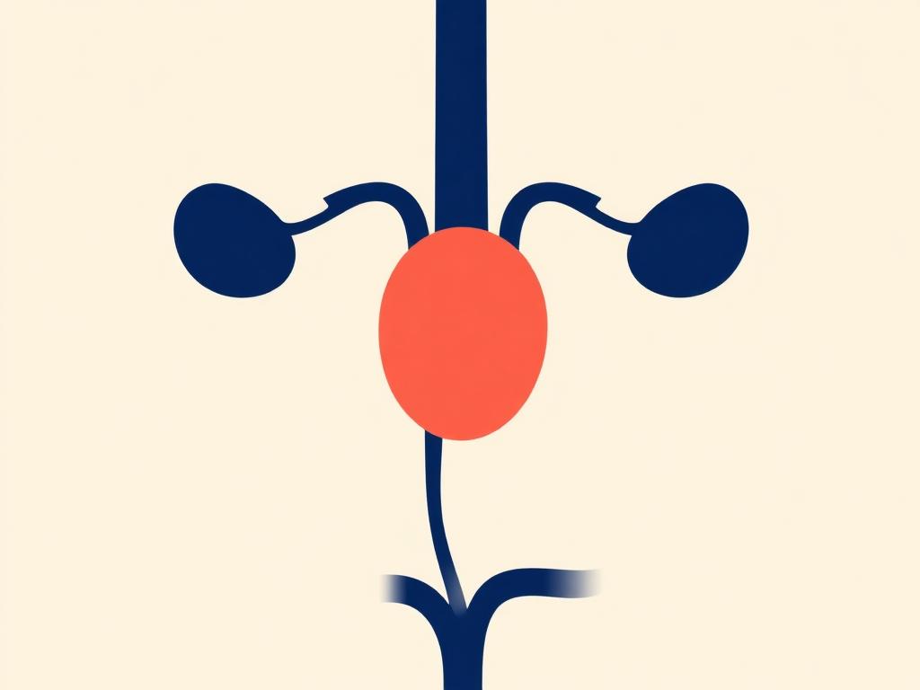 Simplified diagram of the male urinary tract with the prostate highlighted